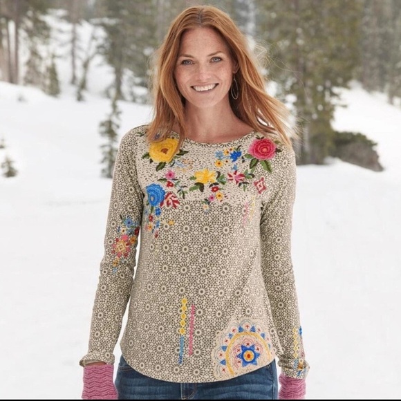 Sundance Tops - Sundance Sunny Disposition Embroidered Long Sleeve